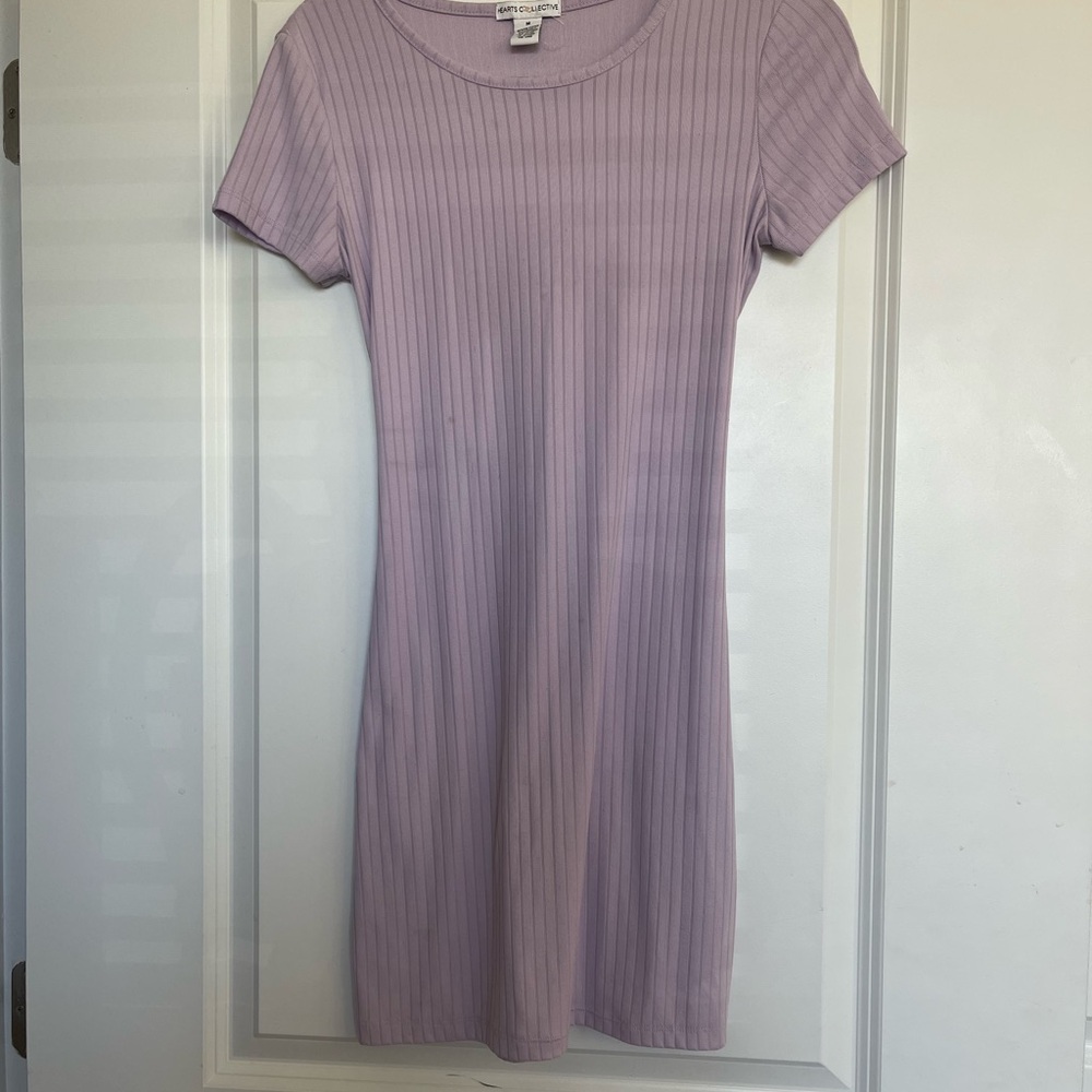 Hearts Collective Lilac Ribbed Mini Dress